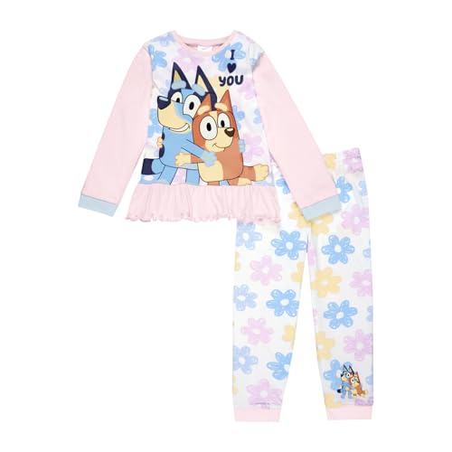 Bluey Mädchen-Schlafanzug und Bingo-Pyjama-Set für Mädchen, Baumwoll-Pyjama mit Rüschen oben, offizieller Merchandise-Artikel, rose, 3-4 Years von BlueY