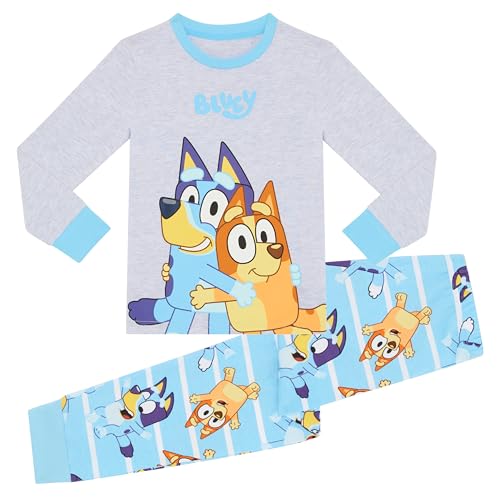 BlueY and Bingo, 100% Baumwolle Langarm Schlafanzüge, Blue, 8-9 Jahre: 134cm, Blau von BlueY