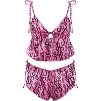 Bluebella BB x Ashley Williams Luxus-Satin-Set aus Crop-Camisole und Shorts mit Tattoo-Print von Bluebella - DE