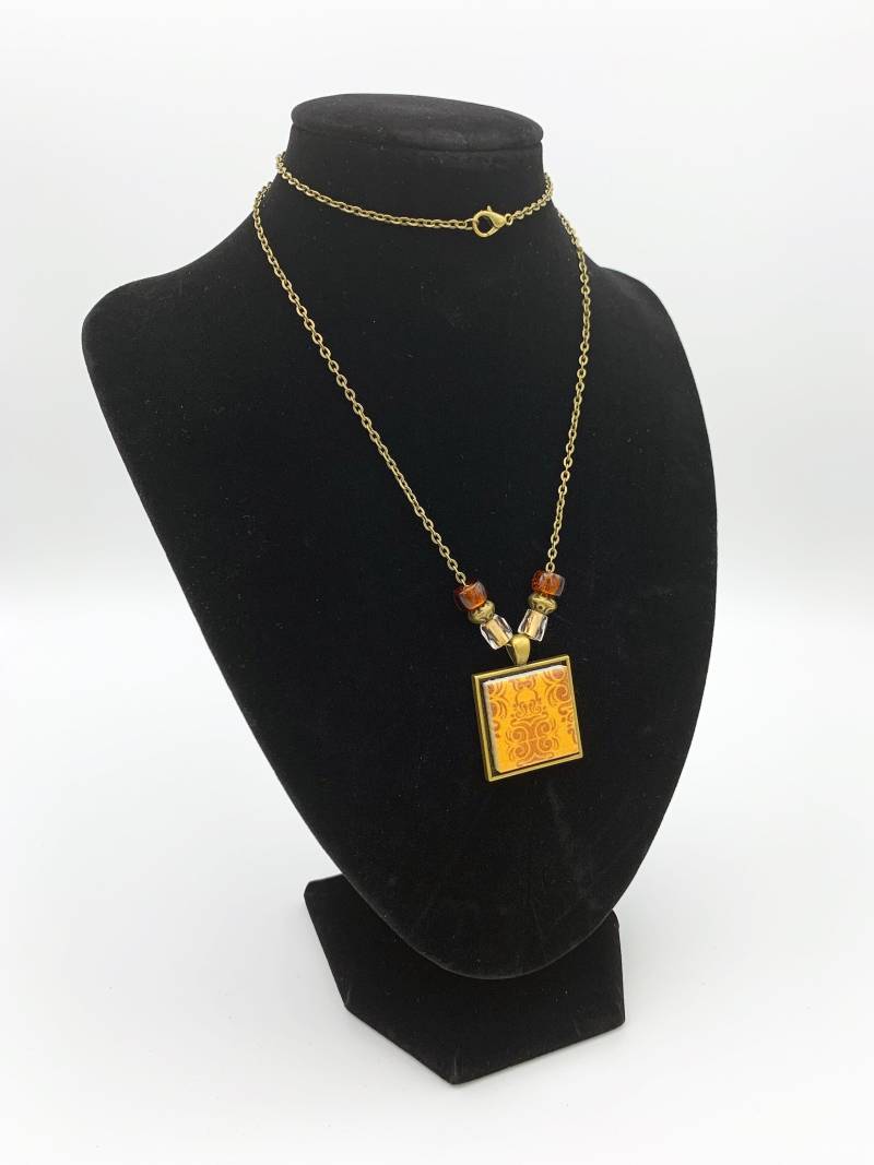 Mosaik Spiegel - Halskette Mit Keramik Und Perlen, Anhänger von Bluebellart22