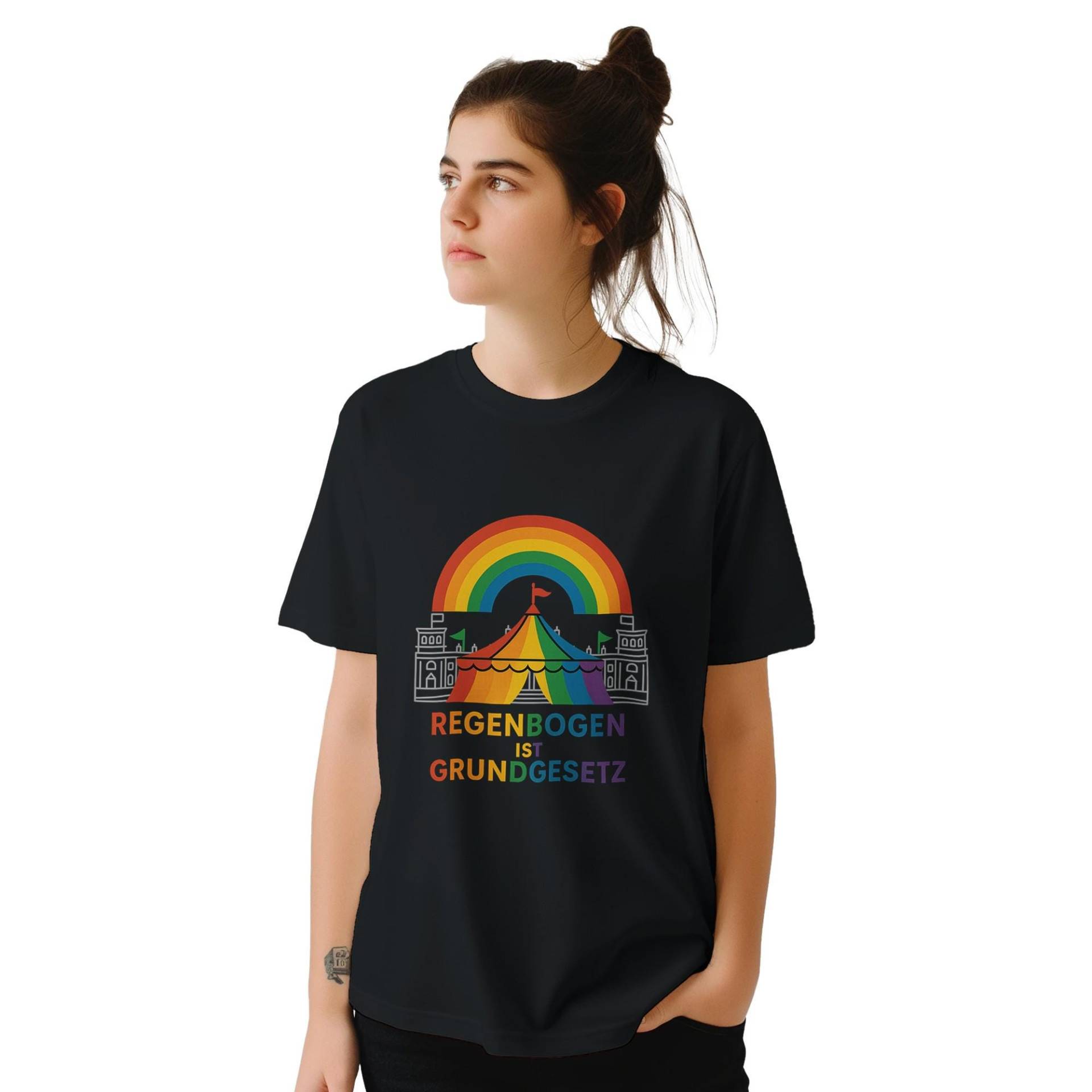 T-Shirt Zirkuszelt Regenbogen Ist Grundgesetz Bundestag Lgbtq Csd Unisex Merz Zitat Regenbogenfahne Regenbogenflagge von BlueberryQueenShop