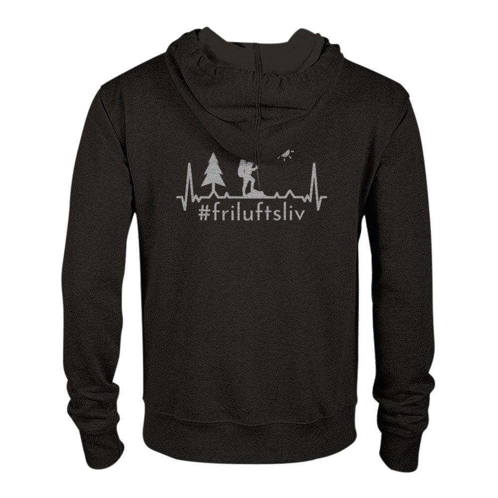 Hoodie Jacke Norwegen Unisex Reißverschluss Friluftsliv Herzschlag Ekg Outdoorlife Wandern Grafik Kapuze Zip Tasche Bedruckt von BlueberryRoads