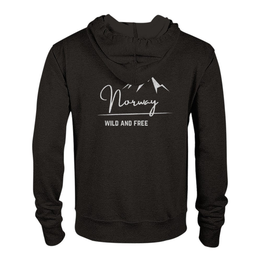 Hoodie Jacke Norwegen Unisex Reißverschluss Wild & Free Wildnis Freiheit Grafik Kapuze Zip Tasche Bedruckt von BlueberryRoads