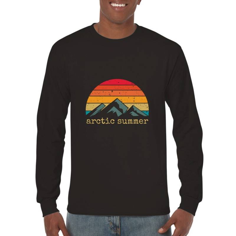 Langarm T Shirt Norwegen Artic Summer Arktis Berge Reisen Urlaub Geschenk Norwegenfans Rundhals Damen Herren Unisex Graphik Bild Schrift von BlueberryRoads