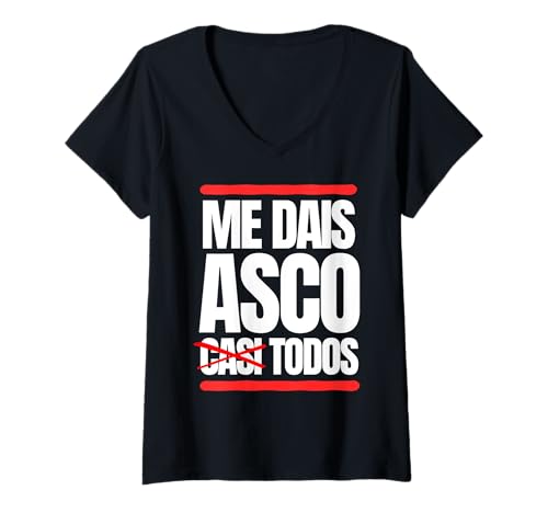 Damen Lustiges Design Me Dais Asco Fast Alle Ohne Den Fast Sommer T-Shirt mit V-Ausschnitt Damen Lustiges Design Me Dais Asco Fast Alle Ohne Den Fast Sommer T-Shirt mit V-Ausschnitt von Blueideas Diseños únicos y Divertidos en Español