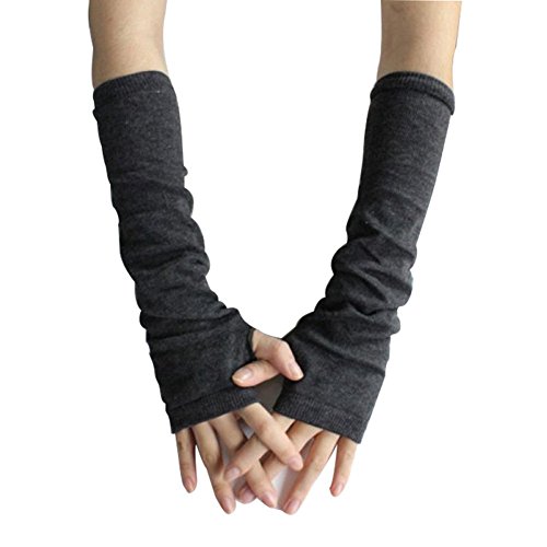 Bluelans® Armstulpen Pulswärmer lange fingerlos Handschuhe Damenhandschuhe Winterhandschuhe Fäustlinge Fausthandschuhe (Dunkelgrau) von Bluelans