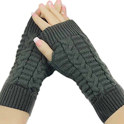 Bluelans® Strick Armstulpen Pulswärmer fingerlos Handschuhe Damenhandschuhe Winterhandschuhe Fäustlinge Fausthandschuhe (Dunkelgrau) von Bluelans