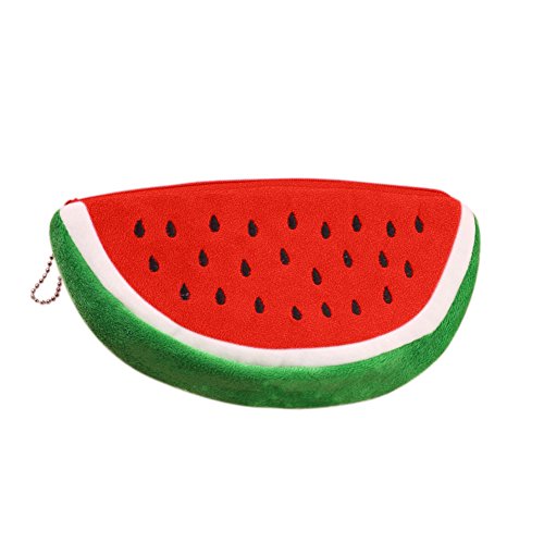 Bluelans® Wassermelone Bleistifthalter Bleistift Federtasche Federmäppchen Kosmetik Make-up Tool Bag Aufbewahrungstasche Geldbeutel Münzen Beutel (M (20cm x 10cm), Rot) von Bluelans