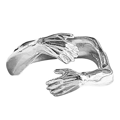 Umarmungsring,Hug Ring,925 Sterling Silber Geben Sie Mir eine Umarmung Hand offene Fingerringe für Männer, Frauen, Mädchen, Geschenk Silber von Bluelanss