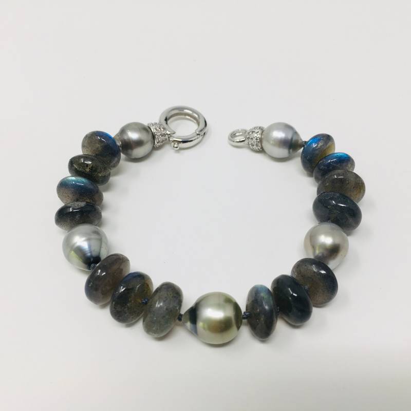 Tahiti Perle Und Labradorit Armband von Bluelarkcreation