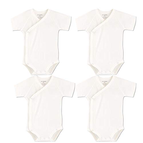 Blueleyu Baby-Bodysuit für Babys, kurzärmelig, Baumwolle, für Kleinkinder, 4 Stück, weiß., 50 von Blueleyu