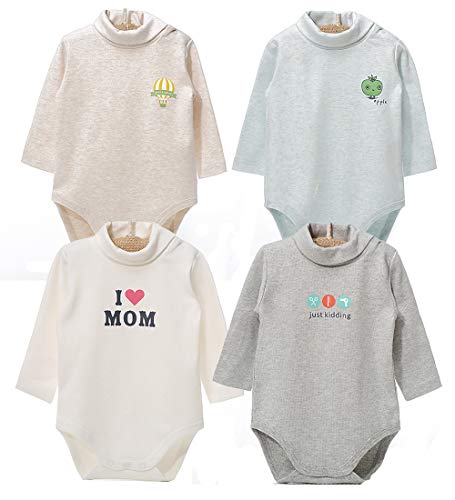 "Blueleyu "Baby - Mädchen Baby-Body mit langen Ärmeln Rollkragen 100 % Baumwolle 4er-Pack Gr. 50 4 of Pack ( grau Series) von Blueleyu