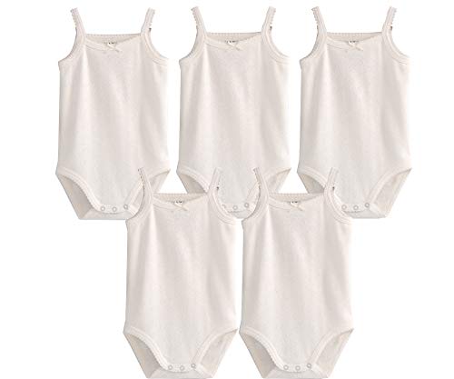 Blueleyu ärmelloses Tanktop, Body, für Babys, Mädchen, aus Baumwolle, 3er-Pack Strampler, 5 Stück Weiß, 92 von Blueleyu