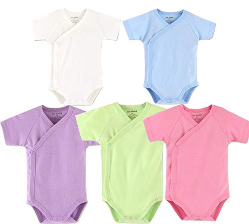 Blueleyu Baby-Strampler, kurzärmelig, Baumwolle, Unisex, Strickjacke, Einteiler für Kleinkinder, 5er-Pack, 6-9 Monate von Blueleyu