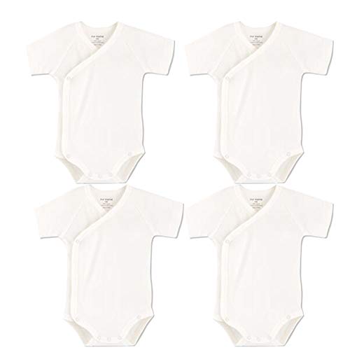 Blueleyu Unisex-Baby Kurzarm Onsies Baumwolle Baby Body Pack Cardigan Onsies Säuglinge, 4 Stück, weiß, 0 Months von Blueleyu