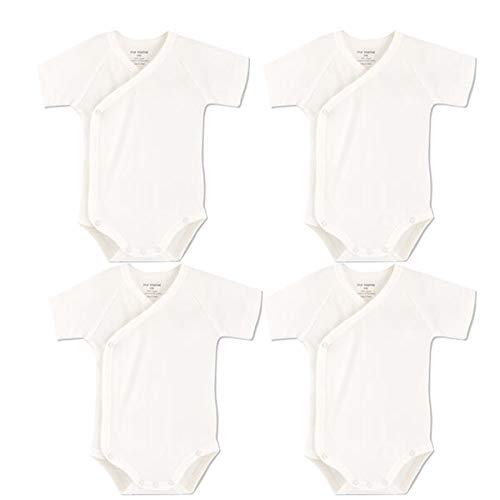 Blueleyu Unisex Baby Body Kurzarm Onsies Baumwolle Baby Body Pack Cardigan Onsies Säuglinge Gr. 68, 4 Stück, weiß, 6M von Blueleyu