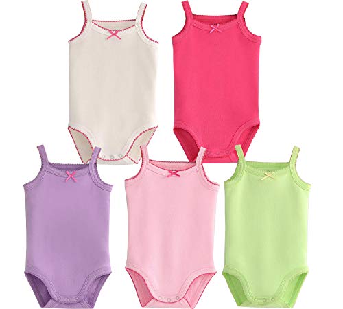 Unisex-Jumpsuit für Baby, Ärmellos, Baumwolle, Babybody, 4er Pack, Strick-Body für Kleinkinder Gr. 3-6 Monate, 5 Stück (Floral) von Blueleyu