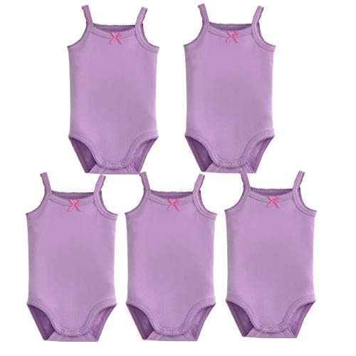 Unisex-Jumpsuit für Baby, Ärmellos, Baumwolle, Babybody, 4er Pack, Strick-Body für Kleinkinder Gr. 92, 5 Teile Violett von Blueleyu