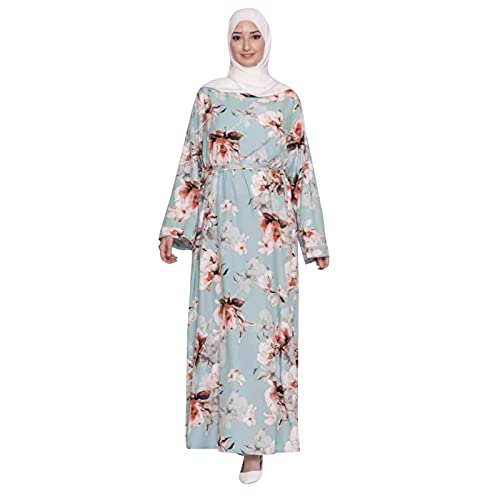 Bluelucon Arabische Kleidung Damen Hijab Kleidung Modern Ferace Giyim Muslim Dubai Kaftan Kleid Für Ramadan Mit Voller Länge Hijab Kleid 0620A-Blau L von Bluelucon