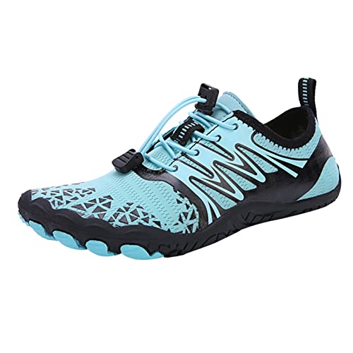 Bluelucon Badeschuhe Damen Herren Strandschuhe Schnell Trocknend Wasserschuhe Drainagelöcher Strand Schwimmschuhe Unisex Barfußschuhe Quick-Dry Himmelblau 42 von Bluelucon