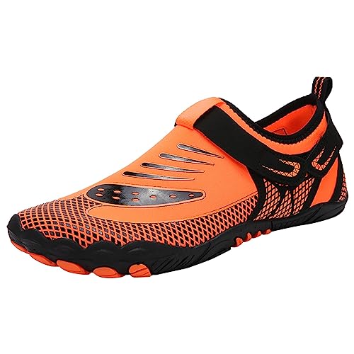 Bluelucon Badeschuhe Schwimmschuhe Wasserschuhe Schnell Trocknend rutschfest Leicht Wassersportschuhe für Herren Damen Aqua Socke Barfuß für Strand Orange 37 von Bluelucon