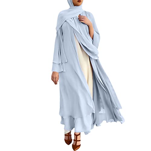 Bluelucon Damen Kleid Muslimisches Burka Ganzkörper Damen Abaya Kleid Tesettür Giyim Ramadan Eid Alltag Beten Kleidung Für Frauen Muslim Hellblau S von Bluelucon