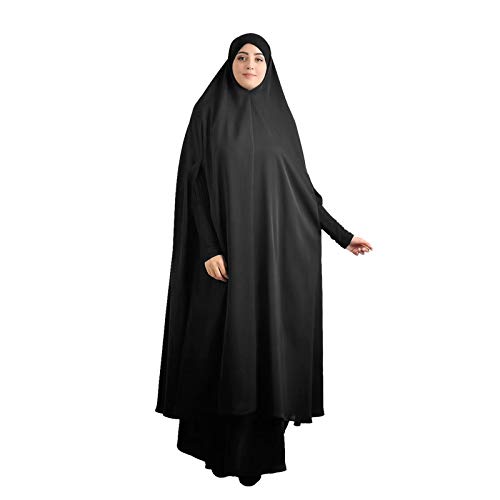 Bluelucon Damen Kleid Muslimisches Burka Ganzkörper Damen Gebet Set Islam Frauen Türkisch Muslimische Lang Kleider Set Gebetskleidung Für Mädchen Schwarz XXL von Bluelucon
