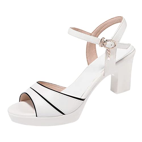 Bluelucon Damen Sommerschuhe Sandaletten Damen Mit Absatz Damen Sommer Sandale Sandalen Damen Sommer Bequem Keilabsatz Sandalen Damen Sommer Sandalen Damen Weiß 37 von Bluelucon