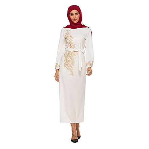 Bluelucon Gebetskleidung Für Frauen Hijab Kleidung Modern Long Sleeve Islamic Prayer Dress Türkisch Muslimische Lang Kleider Set Mit Hijab Kleid In Voller Länge 0704A-Weiß L von Bluelucon