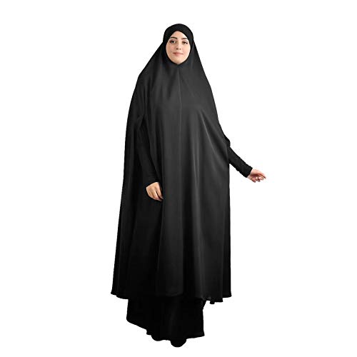 Bluelucon Gebetskleidung Für Frauen Islam Set Hijab Set Burka Namaz Elbisesi Kadin Prayer Set Islam Women Muslim Druck Kaftan Islamisch Schwarz XL von Bluelucon