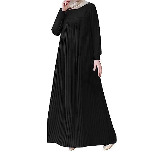 Bluelucon Gebetskleidung Für Frauen Islam Set Islamischer Naher Osten Dubai Türkei Maxi Abaya Kleid Tesettür Giyim Kleider Für Jeden Anlass Mit Voller Länge Hijab Kleid #7-Schwarz 3XL von Bluelucon