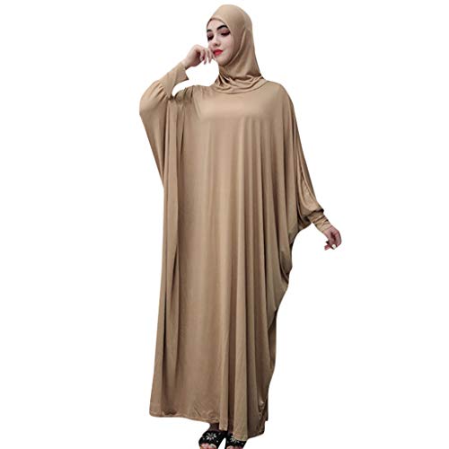 Bluelucon Gebetskleidung Für Frauen Islamische Burka Abaya Kleid Tesettür Giyim Türkisch Muslimische Lang Kleider Set Frauen Robe Mit Hijab Gold Einheitsgröße von Bluelucon