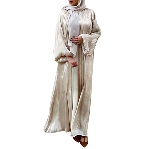 Bluelucon Gebetskleidung Für Frauen Islamische Burka Abaya Set Lang Elegant Türkisch Muslimische Lang Kleider Set Beten Kleidung Für Frauen Muslim Beige XXL von Bluelucon