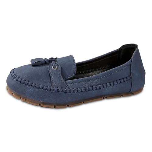 Bluelucon Halbschuhe für Damen Business Freizeit flache Schuhe bequem leicht zum Hineinschlüpfen Arbeit Quaste Kleid Loafer Wanderschuhe von Bluelucon