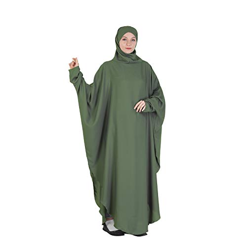 Bluelucon Islamische Kleidung Damen Hijab Kleider Burka Abaya Set Lang Elegant Türkisch Muslimische Lang Kleider Set Frauen Robe Mit Hijab Grün L von Bluelucon