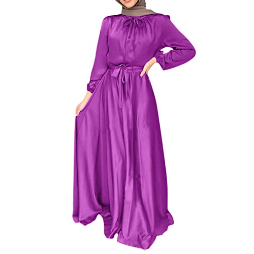 Bluelucon Islamische Kleidung Damen Islamische Burka Abayas Für Damen Dubai Kaftan Kleid Für Ramadan Muslimische Geschenke Für Frauen 0620B-Lila M von Bluelucon