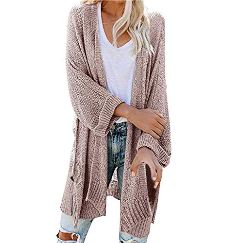 Bluelucon Leichter Sommer Cardigan Strickjacke Damen Sommer Sommermantel Damen Leicht Dünne Strickjacke Damen Sommer Ubergangsjackendamen Frühjahr Lang Rosa S von Bluelucon