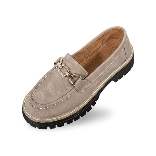 Bluelucon Loafer Damen Leicht Lederschuhe Bequem Walkingschuhe Slip on Sandalen Rutschfest Arbeitsschuhe Schuhe für Faule Einfarbige Freizeitschuhe mit Metallverzierungen Plateau Sommerschuhe Bluelucon Loafer Damen Leicht Lederschuhe Bequem Walkingschuhe Slip on Sandalen Rutschfest Arbeitsschuhe Schuhe für Faule Einfarbige Freizeitschuhe mit Metallverzierungen Plateau Sommerschuhe von Bluelucon