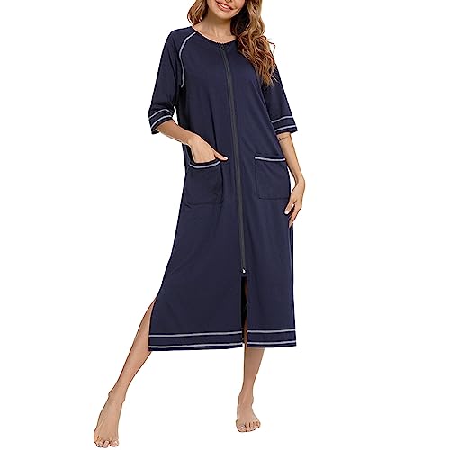 Bluelucon Morgenmantel Damen Herren Saunakilt Kurz Leichter Nachtwäsche Damen V-Ausschnitt Partnerlook Pärchen Morgenmantel Nachtwäsche Kurzgrößen Plüsch Taillenrobe Bathrobe NY1 XL von Bluelucon