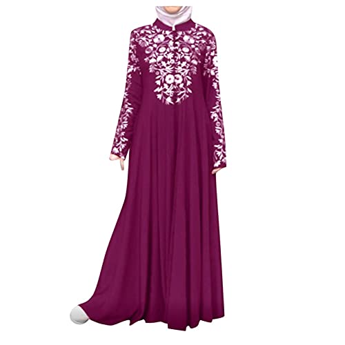 Bluelucon Muslimische Kleider Damen Burka Ganzkörper Damen Abaya Kleid Tesettür Giyim Kleider Für Jeden Anlass Muslim Druck Kaftan Islamisch Hot Rosa L von Bluelucon