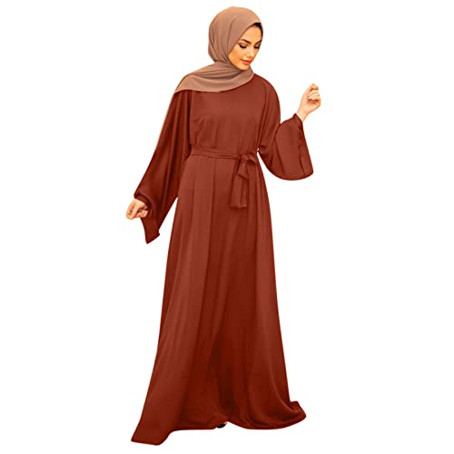 Bluelucon Muslimische Kleider Damen Hijab Kleidung Modern Long Sleeve Islamic Prayer Dress Türkisch Muslimische Lang Kleider Set Mit Hijab Kleid In Voller Länge 0620A-Rot L von Bluelucon