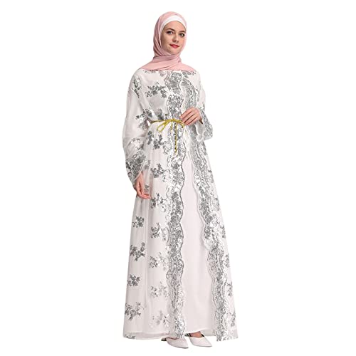 Bluelucon Prayer Dress Muslim Women Burka Ganzkörper Damen Long Sleeve Islamic Prayer Dress Prayer Set Islam Women Länge Mit Hijab 0620B-Weiß M von Bluelucon