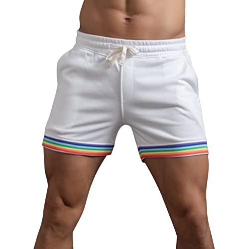 Bluelucon Pride Shorts Herren Gay Regenbogen Sportshorts Kurze Hose Sommershorts Schnelltrocknende Laufshorts Trainingshose Outdoor Sporthose Pride Month Regenbogen Sommershorts von Bluelucon