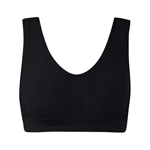 Bluelucon Sport BHS Für Damen Bequem BH Basic Tops Damen Set Mittle Halt Gepolstert Wohlfühl-BH Klebe-BHS Sport-BHS Yoga Sports BH Bra Top Schwarz XXL von Bluelucon