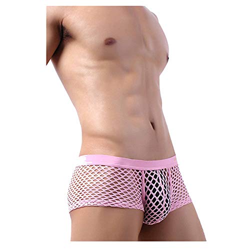 Bluelucon Tanga Männer Sexy Niedrige Taille Herren Tanga Männer Tanga Herren Sexy Unterwäsche Unterhose Männer Dessous Sexy Transparent Rosa XL von Bluelucon