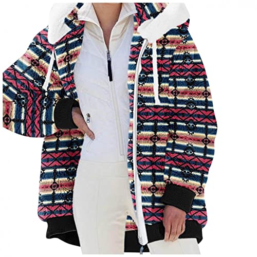 Bluelucon Teddymantel Frauen Lang Braun Neu Weinrot Plüschjacke Plüsch Coat Leopard Casuale Zip Hoodie Cardigan Outwear Hoodie Jacke Full Zip Mantel Winterjack Fleecejacke kapuzenmantel von Bluelucon