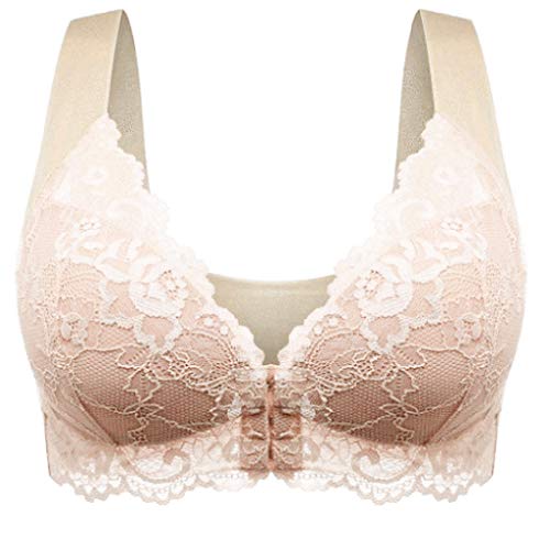 Bustier Damen Gepolstert Zero Feel Komfortabel Bra Damen Bustier Lacy Tops T-Rücken Damen Top Für Laufen Joggen Yoga Beige 7XL von Bluelucon