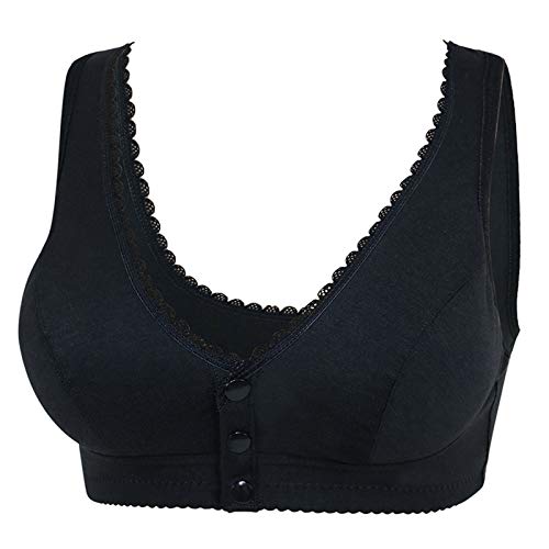 Damen Bequem bh Mit Spitze Vorne Bügelloser bh Plus Size bh Frauen Yoga Sports bh Bra Top Enge Unterwäsche Schwarz 5XL von Bluelucon