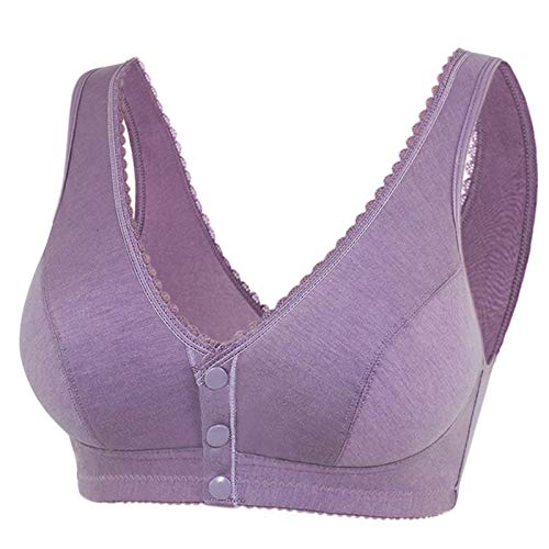 Damen Sport bh Spitzen bh Mit Spitze Vorne Bügelloser bh Seamless bh Stretch Wohlfühl-bh Gepolstert Underhemd Bustier Damen Gepolstert Push Up Lila 5XL von Bluelucon