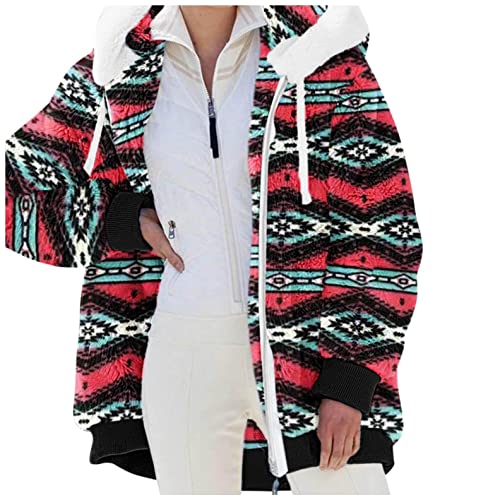 Fleecejacke Damen Teddy Plüschjacken Kapuzenjacke mit Reissverschluss Coat Elegant Damenjacken PlüSchjacke Teddy Winter Flauschig PlüSchmantel Teddymantel Jacke Warm Kapuzenmantel Große Größen von Bluelucon